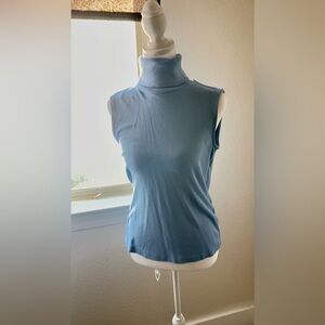Banana Republic Blue Sleeveless Turtleneck Sweater Soft Luxe Size Small